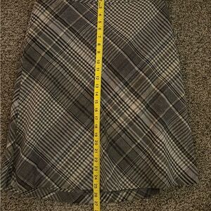 LOFT Black and Gray Plaid A-Line Skirt